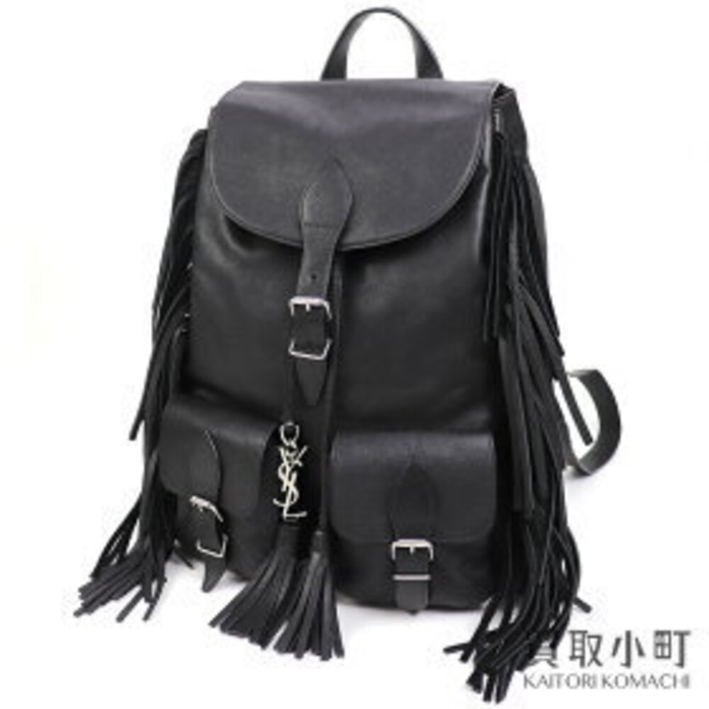 YSL Festival Fringe Backpack Black Calfskin Leather CWTOF